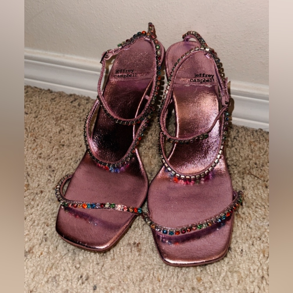 Jeffrey Campbell Pink Metallic Jeweled Pump Heels Size 8 Free People